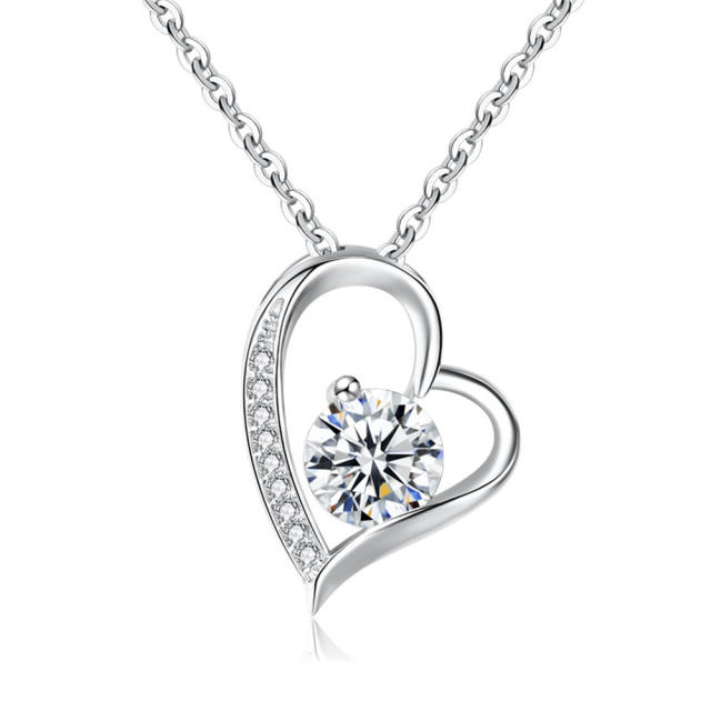 Dainty diamond heart pendant mother's day gift necklace with box