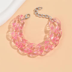 Candy color clear acylic cuban link chain bracelet