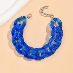 Candy color clear acylic cuban link chain bracelet