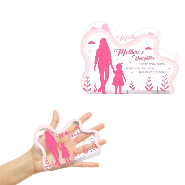Mom and daughter pink color clear acrylic desktop decoration for mother's day