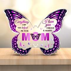 Purple color butterfly shape mother's day familay gift acrylic desk decoration