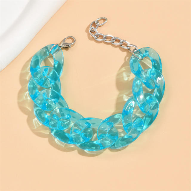 Candy color clear acylic cuban link chain bracelet