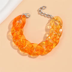 Candy color clear acylic cuban link chain bracelet