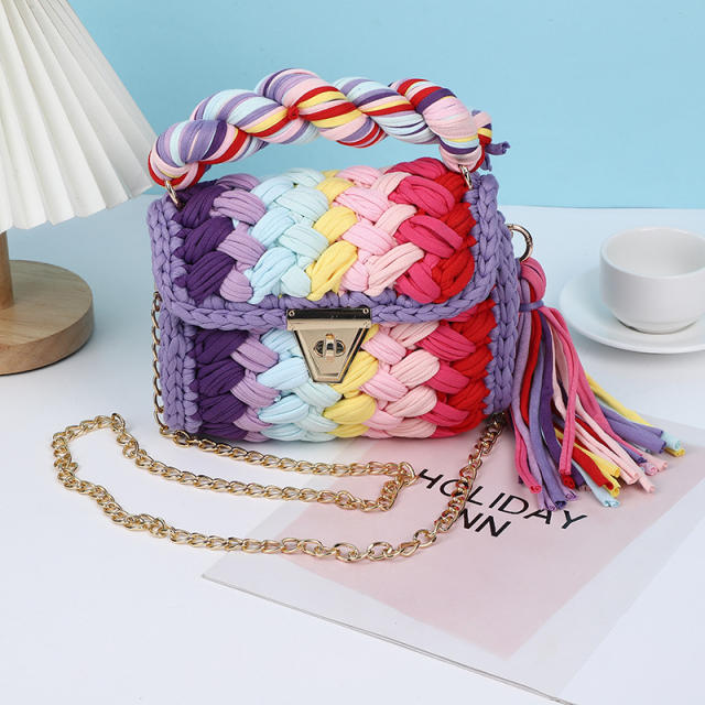 Colorful handmade corchet handbag for women