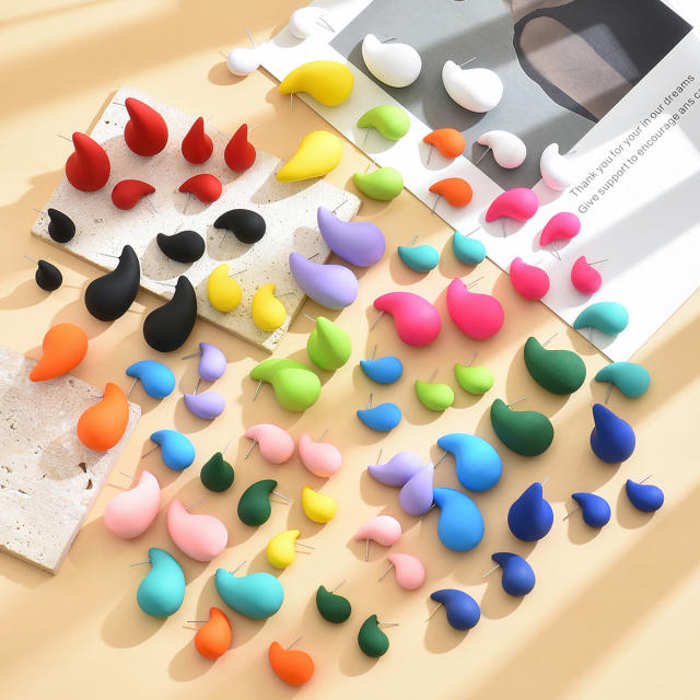 Hot sale colorful drop shape acrylic earrings set 3 pair