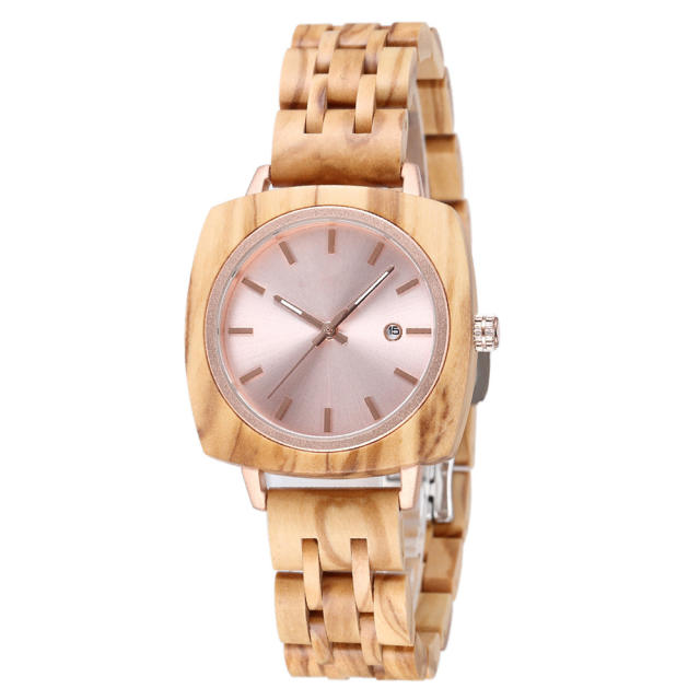 Vintage unique square shape wooden watch for couples