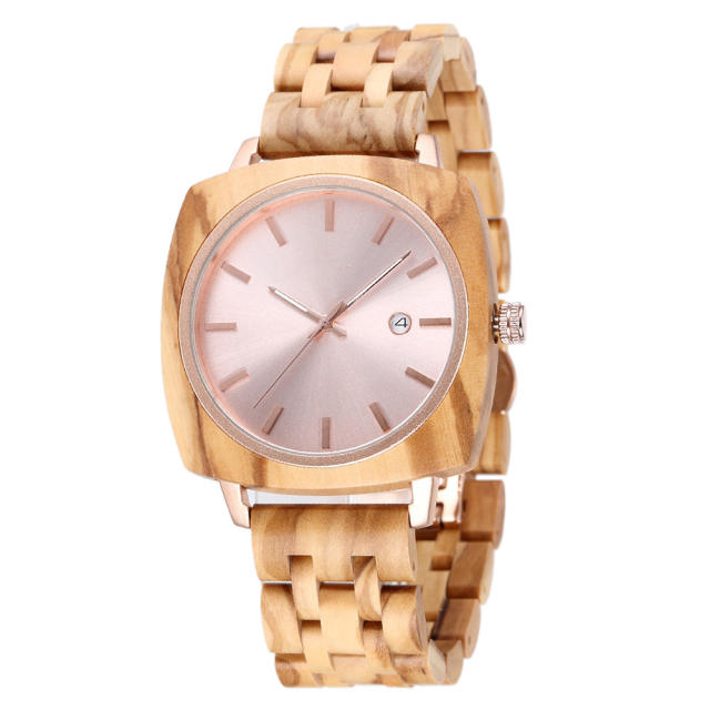 Vintage unique square shape wooden watch for couples