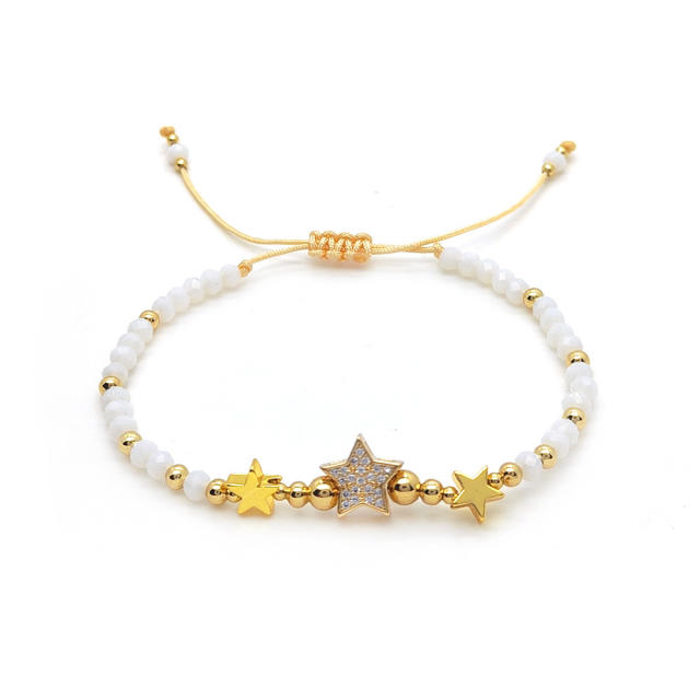 Boho diamond star heart beaded summer bracelet