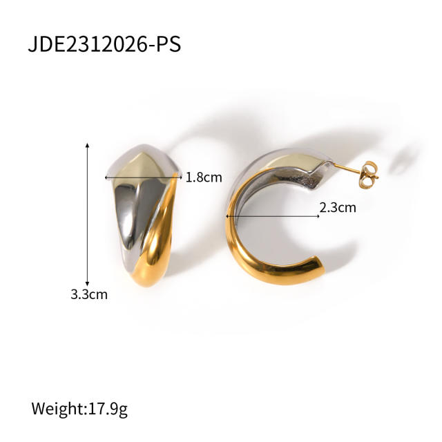18KG chunky mix color open hoop stainless steel earrings