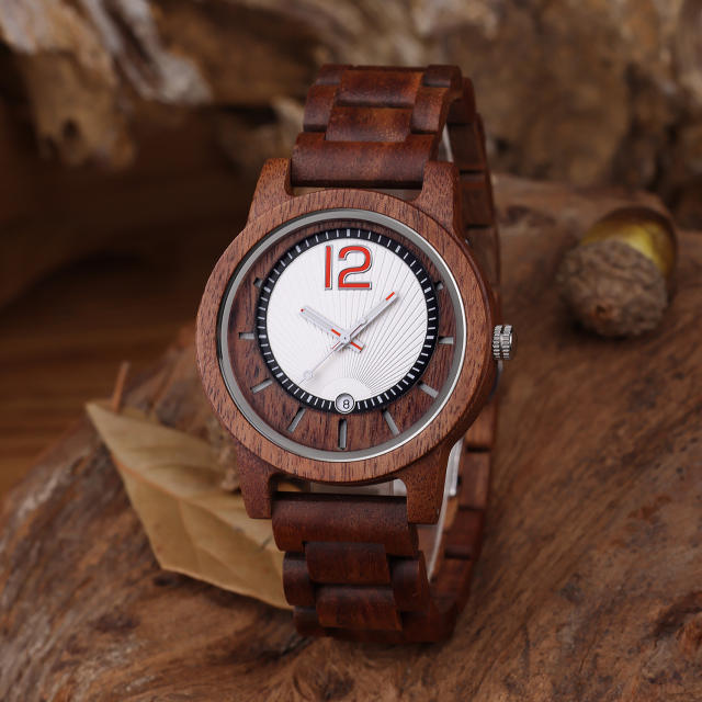 Vintage quartz watch wooden watch for men