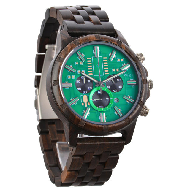 Creative green color wooden watch quartz watch sport watch for men