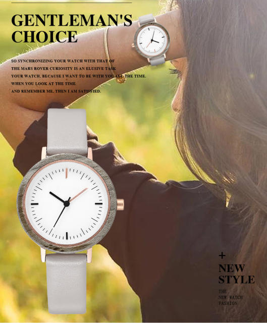 Elegant waterproof quartz watch for women wooden watch