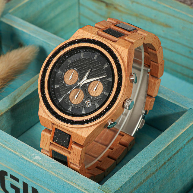 Creative wooden quartz watch for men