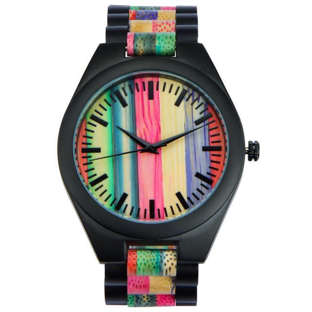 Popular colorful wood quartz watch for men