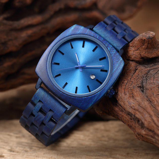 Vintage unique square shape wooden watch for couples