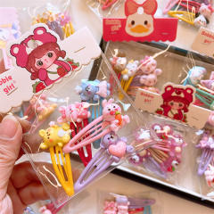 5pcs cute cartoon animal sweet colorful snap hair clips set for kids