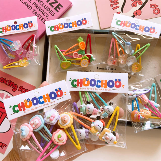 5pcs mini cartoon animal cute snap hair clips set for kids