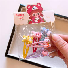 5pcs cute cartoon animal sweet colorful snap hair clips set for kids