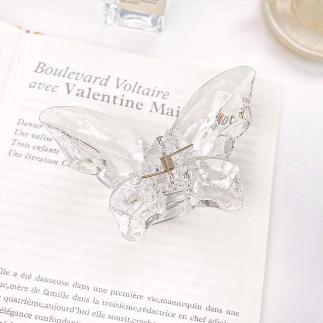 5.5CM/2.5CM summer hot sale colorful clear butterfly women hair claw clips