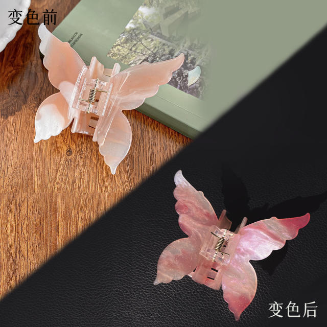 7Cm unique color changing butterfly hair claw clips