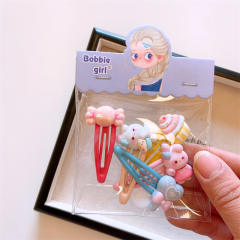 5pcs cute cartoon animal sweet colorful snap hair clips set for kids