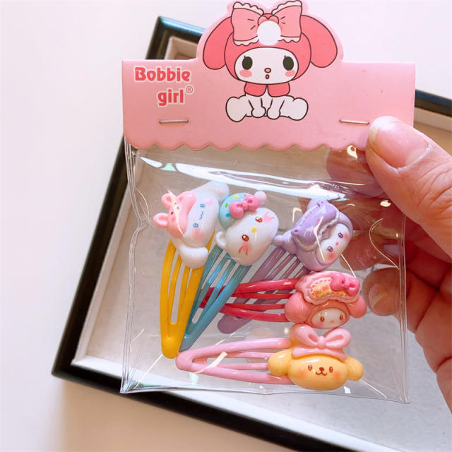 5pcs cute cartoon animal sweet colorful snap hair clips set for kids