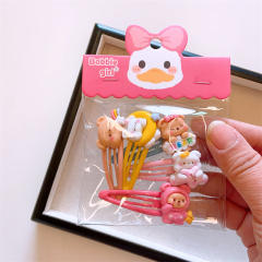 5pcs cute cartoon animal sweet colorful snap hair clips set for kids