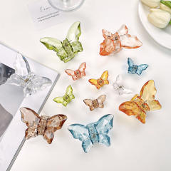 5.5CM/2.5CM summer hot sale colorful clear butterfly women hair claw clips