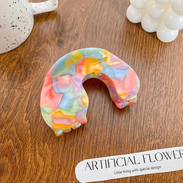 Spring summer rainbow color women hair claw clips collection