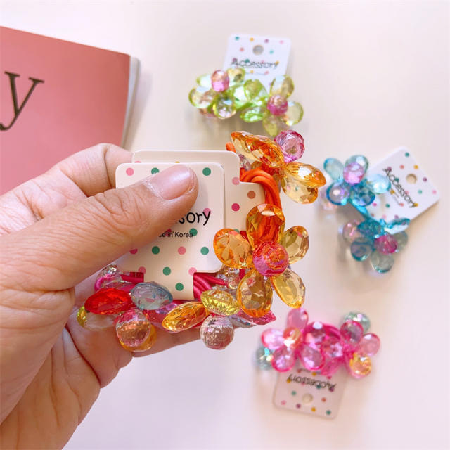 Korean fashion clear flower hair ties for children