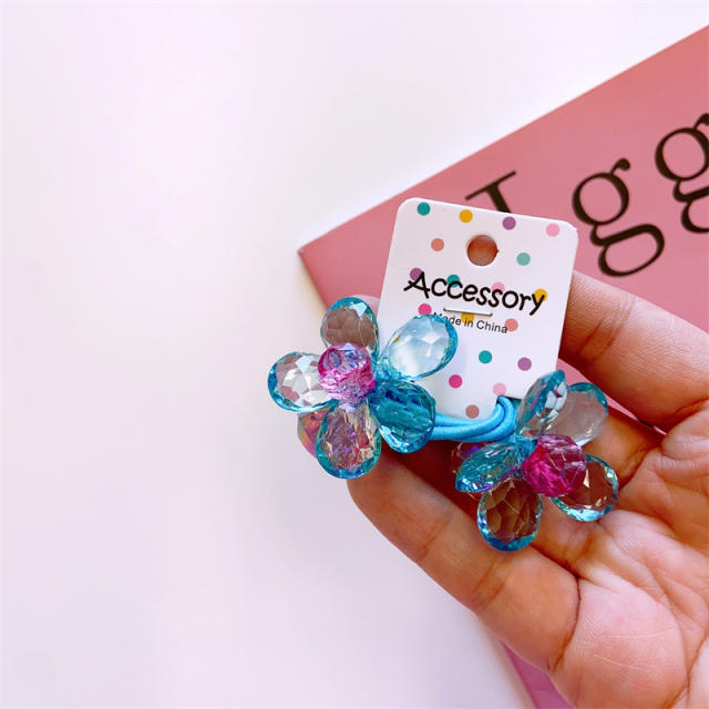 Korean fashion clear flower hair ties for children