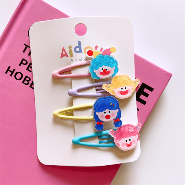 4pcs cute resin fruit little girl cartoon snap hair clips set for kids