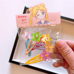 5pcs cute cartoon animal sweet colorful snap hair clips set for kids