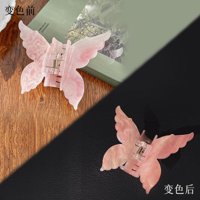 7Cm unique color changing butterfly hair claw clips