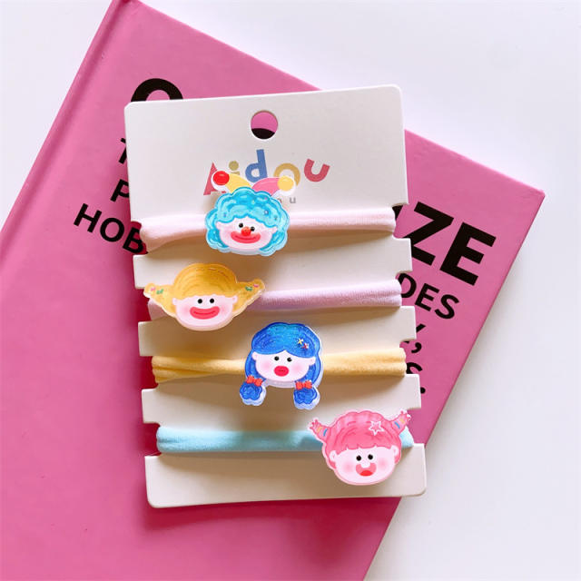 Cute resin fruit cartoon hair ties set for kids 4pcs