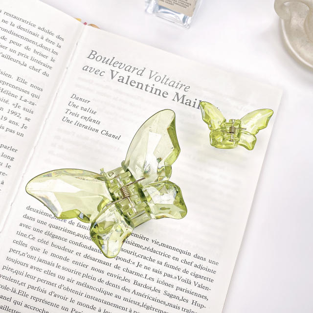 5.5CM/2.5CM summer hot sale colorful clear butterfly women hair claw clips