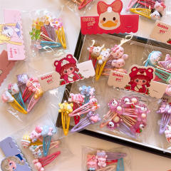 5pcs cute cartoon animal sweet colorful snap hair clips set for kids