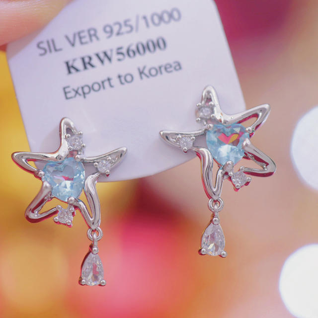 Creative silver color starfish design women earrings