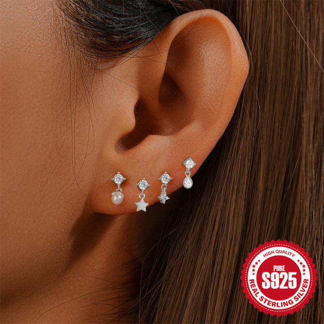 925 sterling silver diamond star nap earrings collection