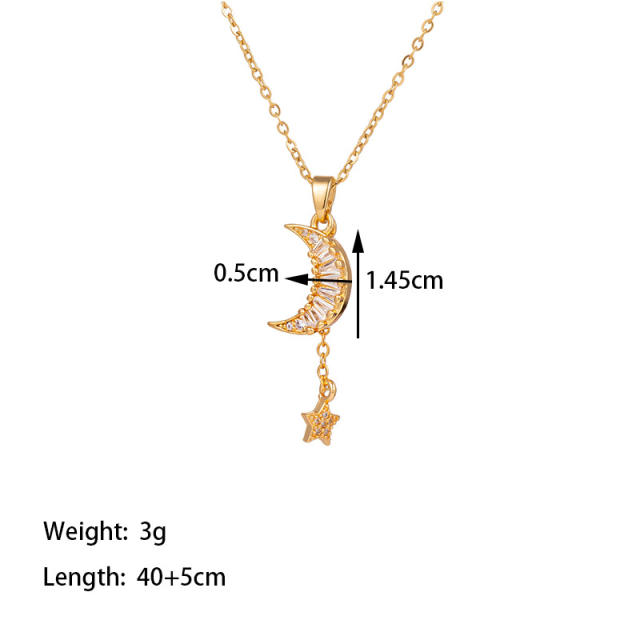 Dainty gold plated copper pendant stainless steel chain necklace collection