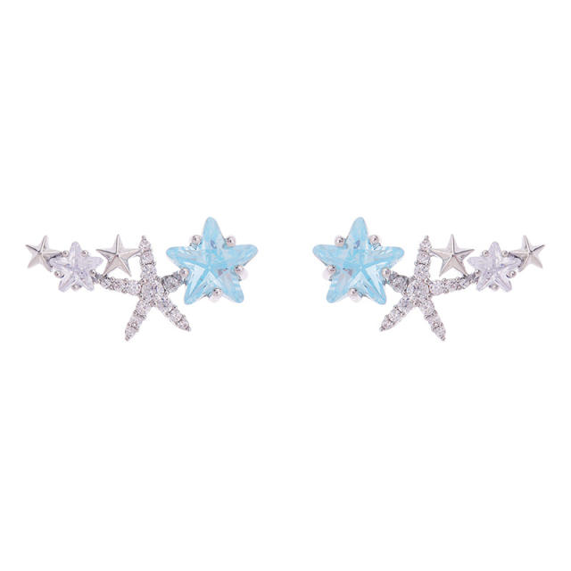 Chic blue star diamond women earrings clip on earrings