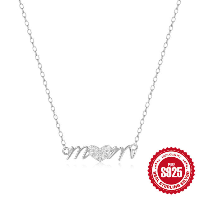 925 sterling silver dainty mom letter mother's day necklace