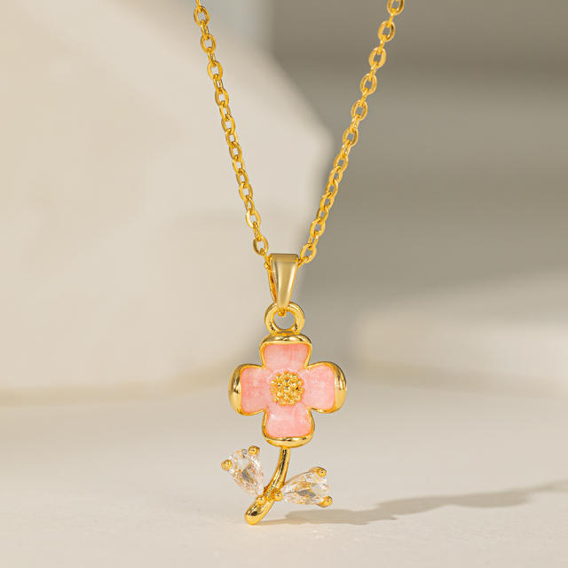 INS spring summer diamond copper pendant stainless steel chain necklace collection