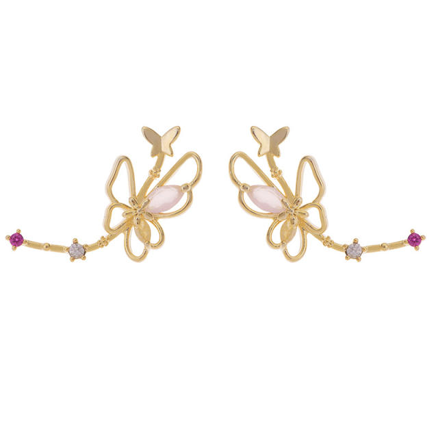 Unique gold color hollow butterfly women earrings clip on earrings