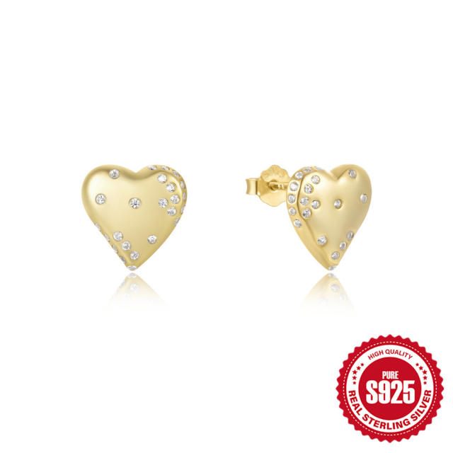 925 sterling silver colorful enamel heart studs earrings collection