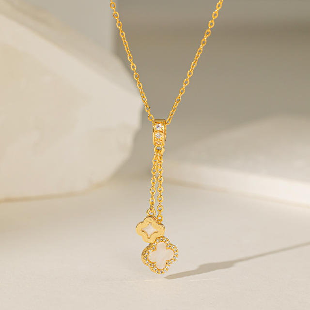 INS spring summer diamond copper pendant stainless steel chain necklace collection
