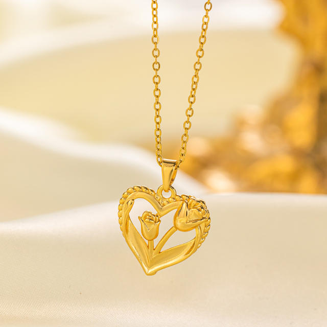Dainty gold plated copper pendant stainless steel chain necklace collection