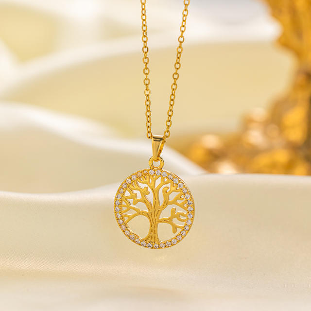 Dainty gold plated copper pendant stainless steel chain necklace collection