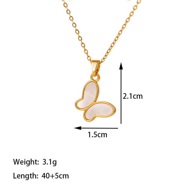 Dainty mother shell pendant stainless steel necklace collection