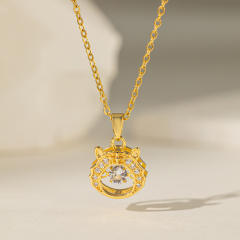 Cute animal series kitty dolphin swan diamond pendant stainless steel chain necklace collection